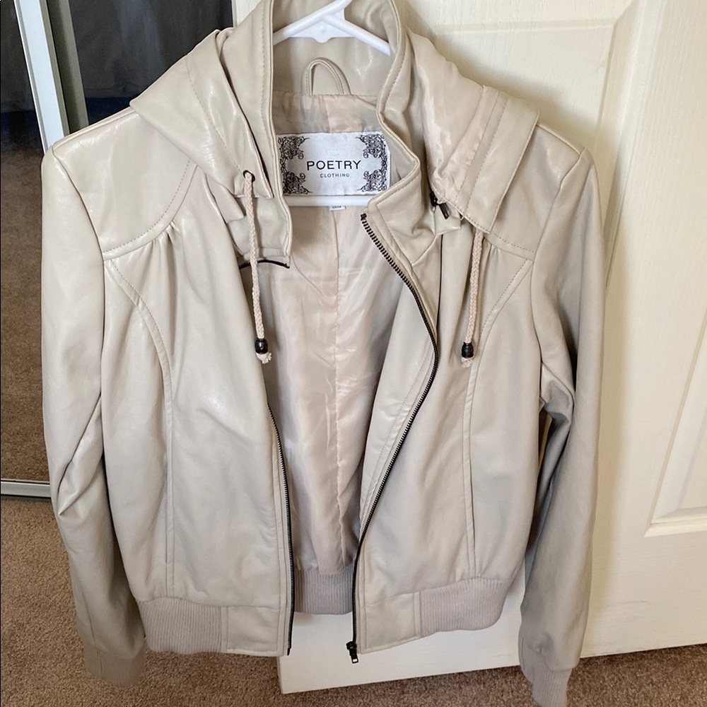 Poetry Women's Cream Leather Jacket
